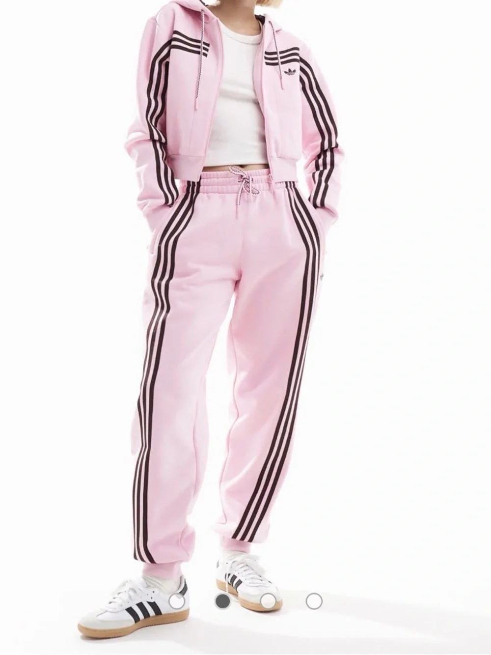 NWT Adidas Originals 70s Short Full Zip Fleece Hoodie & Joggers, True Pink - Picture 6 of 8